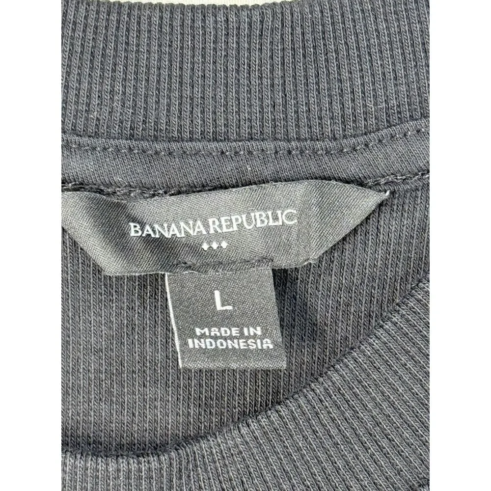 Banana Republic Men's Large Mini Rib Short Sleeve Crew Neck T-Shirt Black